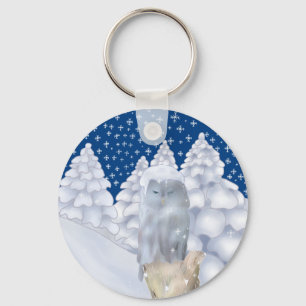owl in the snow keychain