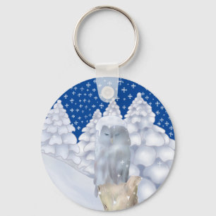 owl in the snow keychain
