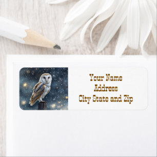 Owl in the Snow Winter Holiday Return Address Label
