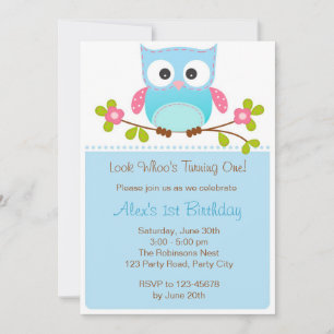 Owl Invitation - Boy 1st Birthday / Baby Shower