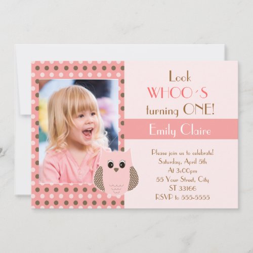 Look Whos Owl Birthday Baby Shower Invitation Pink
