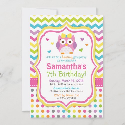 Owl Invitation / Owl Birthday Invitation / Invite