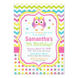 Rainbow Owl Invitations Zazzle