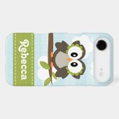 Owl iPhone 4/4s Case Mate Cover Blue Stripe (Back (Horizontal))