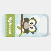 Owl iPhone 4/4s Case Mate Cover Blue Stripe (Back (Horizontal))