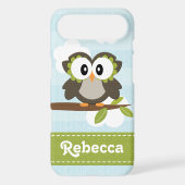 Owl iPhone 4/4s Case Mate Cover Blue Stripe (Back)