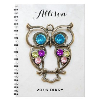 Owl Jewerly Photo Colorful Eyes And Wings Notebook by Sweet_Breeze at Zazzle