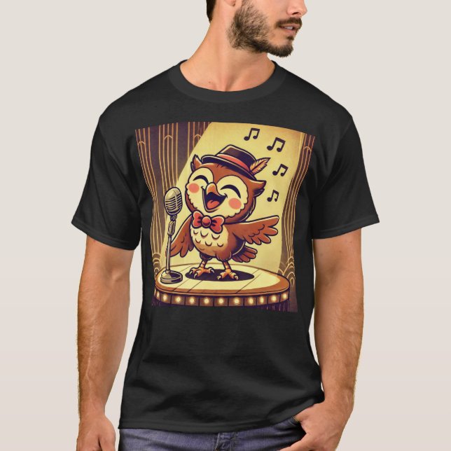 Owl Jolson – Vintage Jazz Singing Owl  T-Shirt (Front)