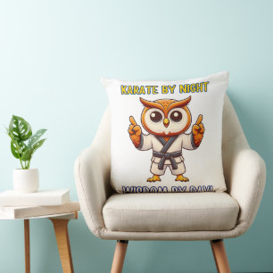 Owl Karate Sport Martial Arts Training Throw Pillow