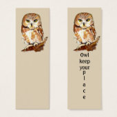 OWL keep your place Fun Bird Bookmark (Front & Back)