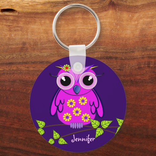 Owl keychain with Name Zazzle