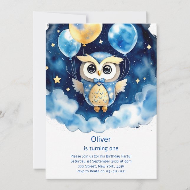 Owl Kids Birthday Invitation (Front)