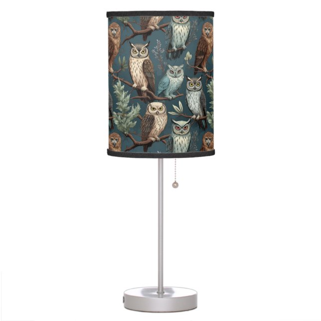 Owl Lamp Shade Nocturnal Owl Lampshade Vintage Art (Left)