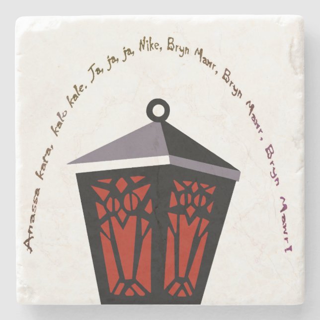 Owl Lantern Stone Coaster - Red (Front)