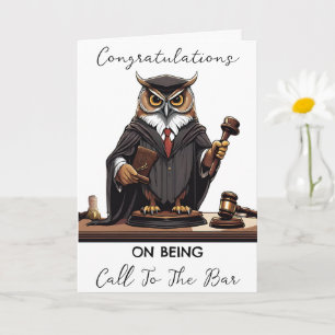 Owl Lawyer call to the bar congratulations cards