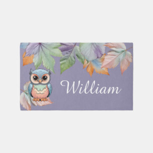 Owl & Leaf Nursery Throw Rug