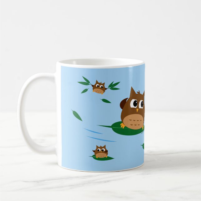 Owl Leaf Surf Design - Personalized Mug (Left)