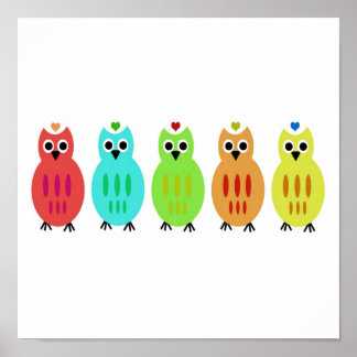 Owl Lined Up Print