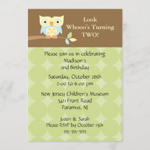 Owl Look Kids Birthday Invitation