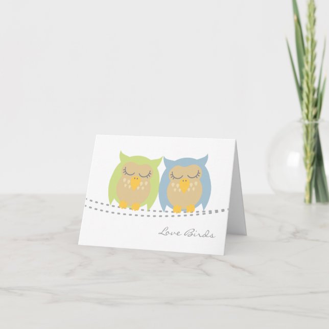 Owl Love Birds Note Cards (Front)