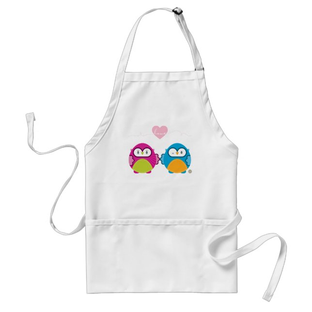 OWL LOVE :: bright girl + boy Adult Apron (Front)