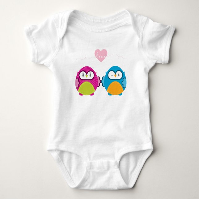 OWL LOVE :: bright girl + boy Baby Bodysuit (Front)