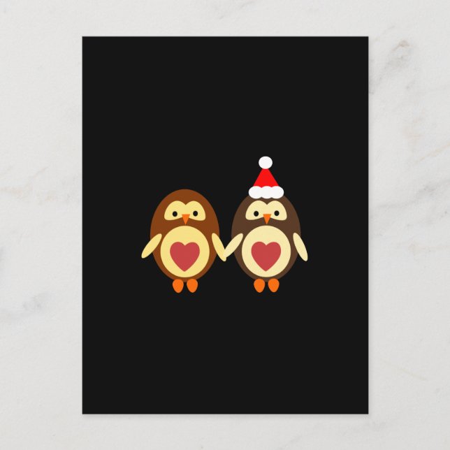 Owl Love Christmas Holiday Postcard (Front)