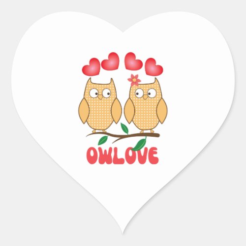 Owl Love Heart Sticker