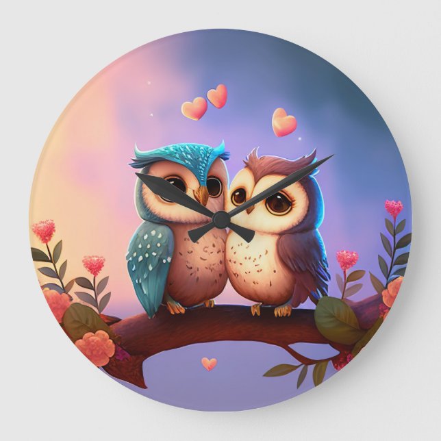 "Owl Love" Large Clock (Front)