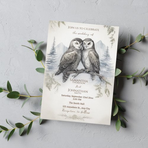 Owl Love Rustic  Invitation