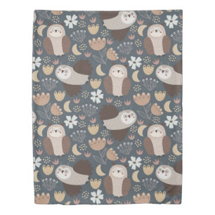 Owl Love Scandinavian Folk Art Animal Pattern    Duvet Cover