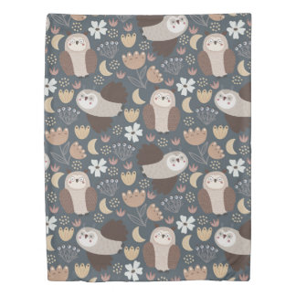 Owl Love Scandinavian Folk Art Animal Pattern Duvet Cover