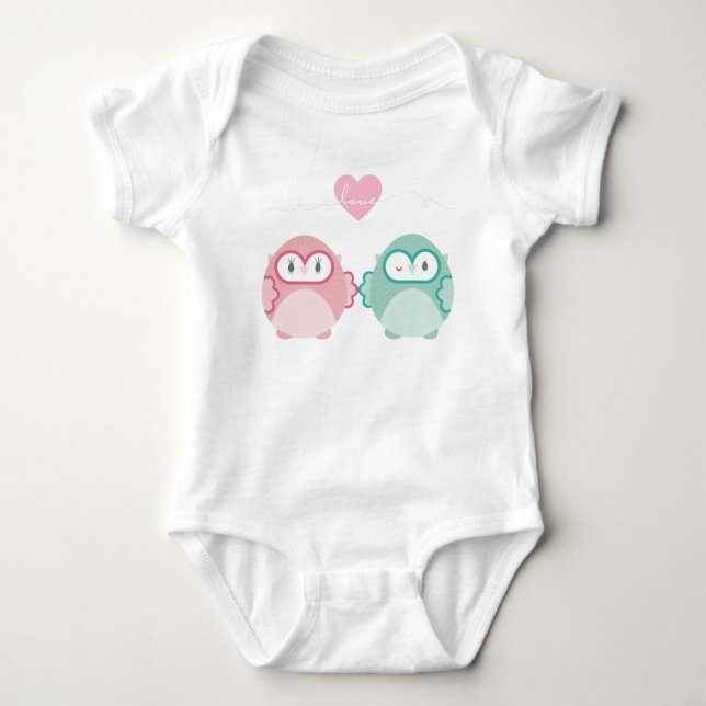 OWL LOVE :: soft girl + boy Baby Bodysuit (Front)