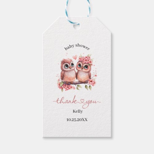 Owl Love Valentine baby shower thank you Gift Tags