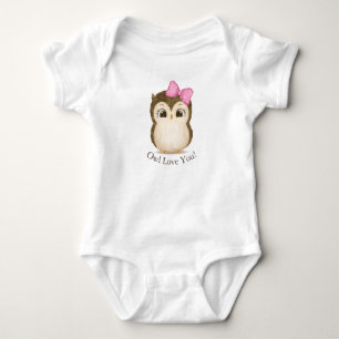 Owl Love You Baby Girl Fun Girly Typography Baby Bodysuit