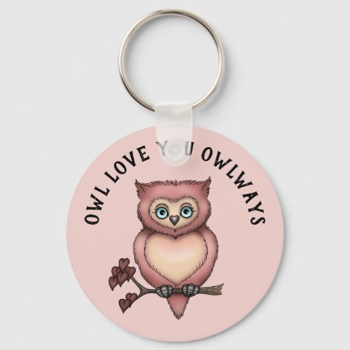 Owl Love You Owlways Pink Heart Valentine Keychain