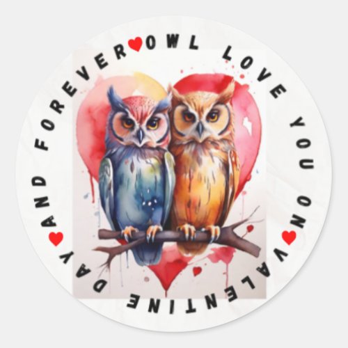 Owl Love You Valentine Day Classic Round Sticker