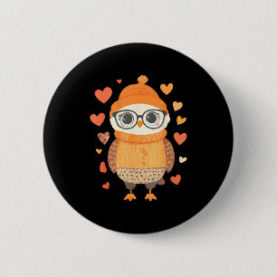Owl Lover Heart Girls Valentine’s Day Women Owl Button