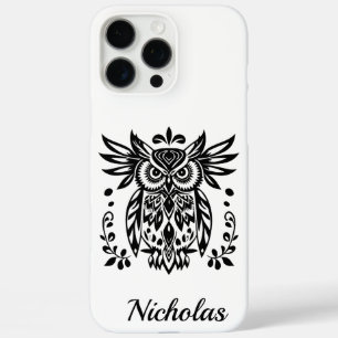 Owl Lovers Rustic Woodlands Black White Bohemian iPhone 16 Pro Max Case