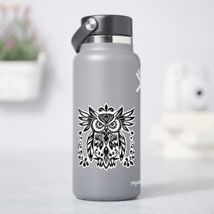 Owl Lovers Rustic Woodlands Black White Bohemian Sticker