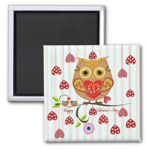 Owl loves you Valentine design Magnet