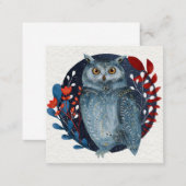 Owl Magical Floral Folk Art Watercolor Painting Square Business Card (Front/Back)