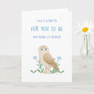 Owl Maid Of Honor Proposal Card