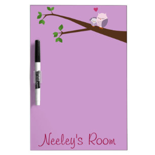 Owl Mama And Baby in Purple Dry Erase Board