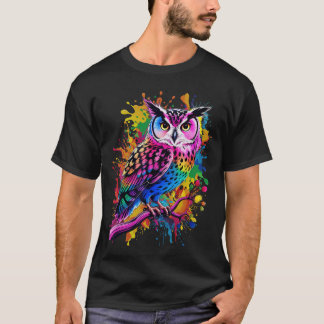 Owl Men Woman Colorful Watercolor Owl friend girl T-Shirt