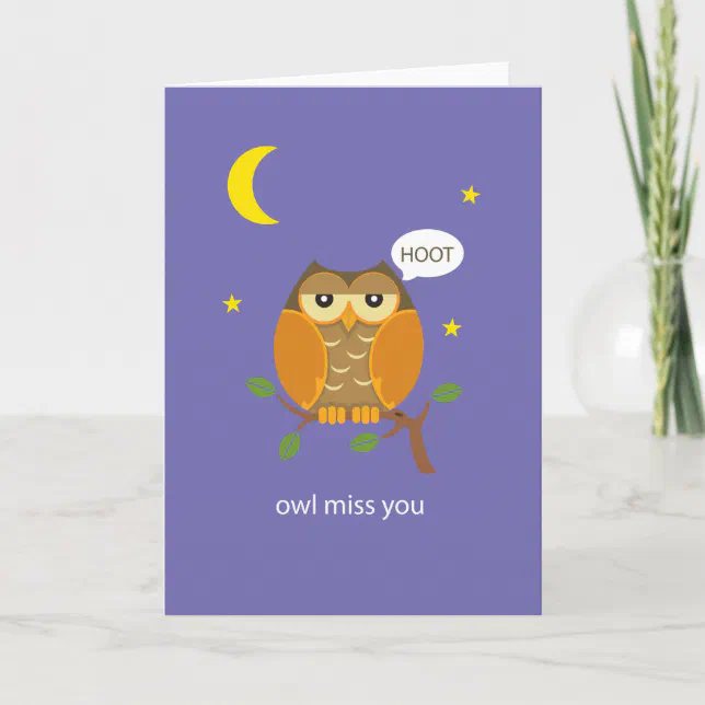 Owl Miss You Greeting Card | Zazzle