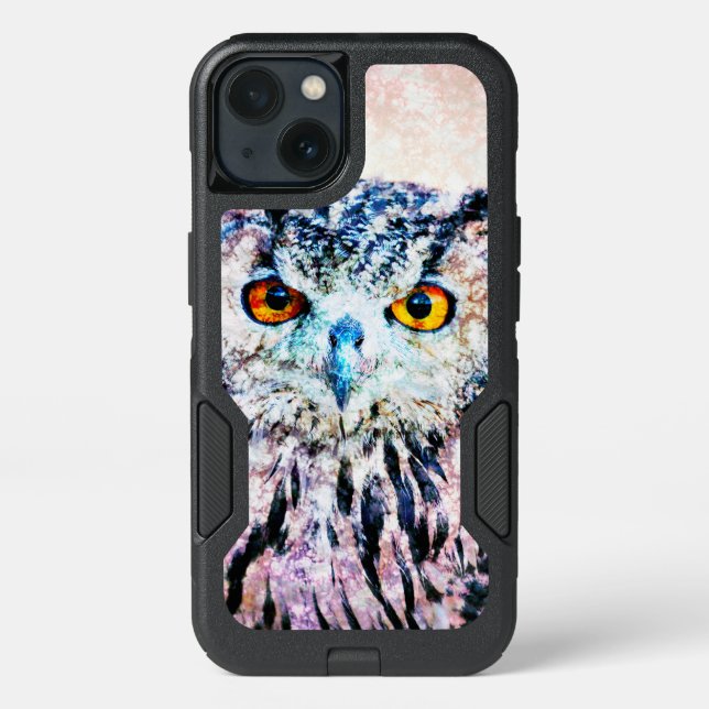 Owl Mixed Media Otterbox iPhone Case (Back)