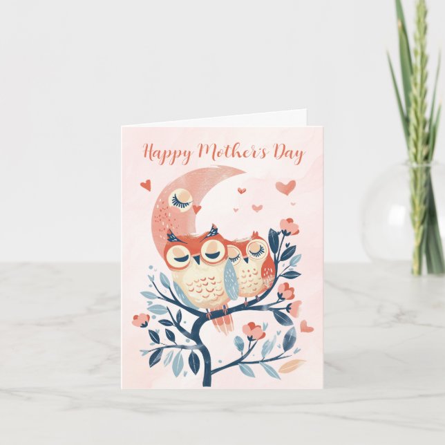 Owl Mom And Baby Love Mothers Day Card (Front)
