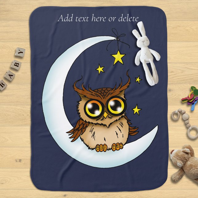 Owl Moon Blue Cute Stars Baby Blanket (Creator Uploaded)
