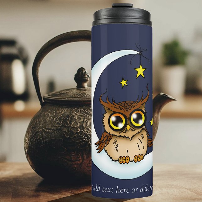 Owl Moon Blue Cute Stars Thermal Tumbler (Creator Uploaded)